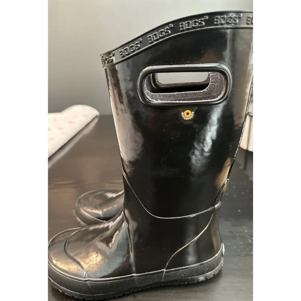 Bogs‎ Girls  Black Patent Rain Boots Kids Size 1